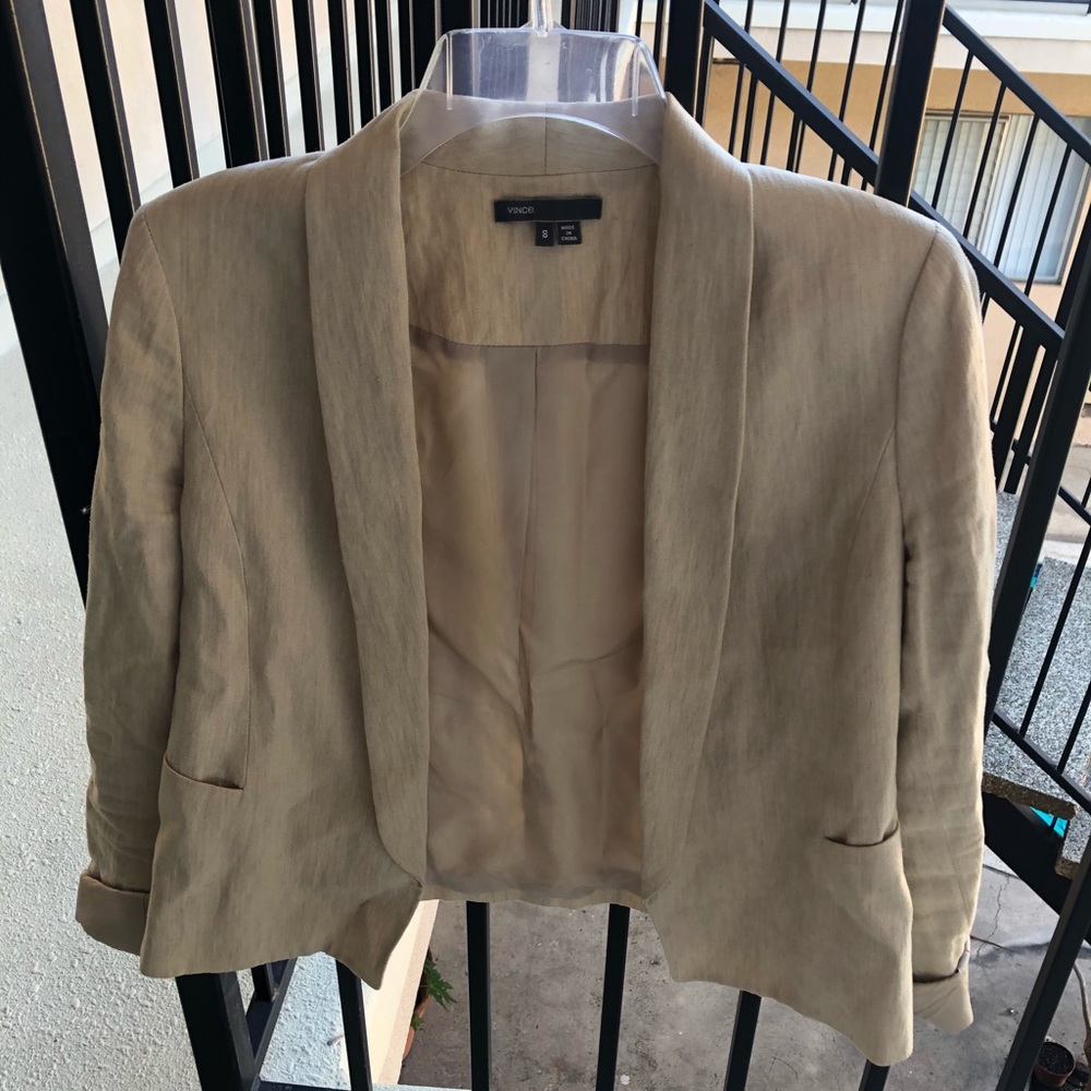 Vince Khaki Linen Blazer